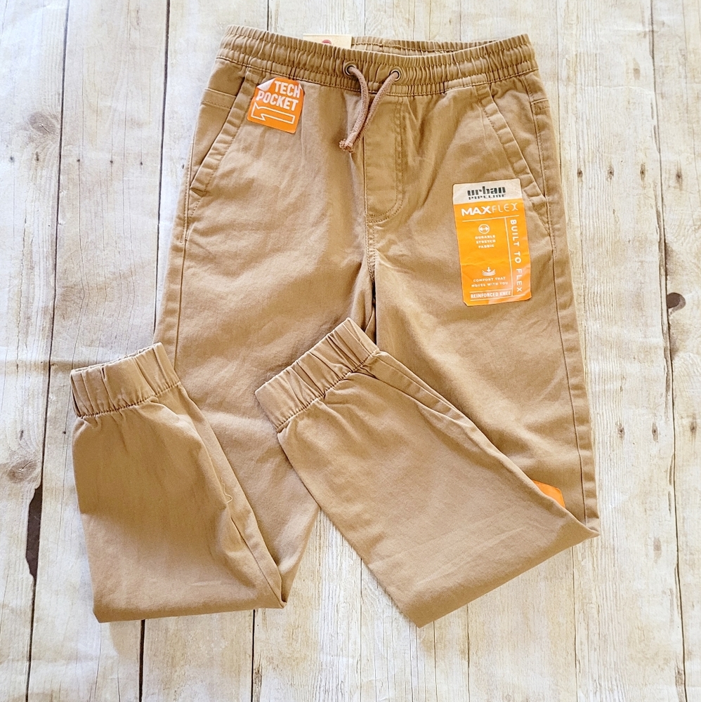 New Boys M Uniform Khaki Jogger Pants Tan 10 12